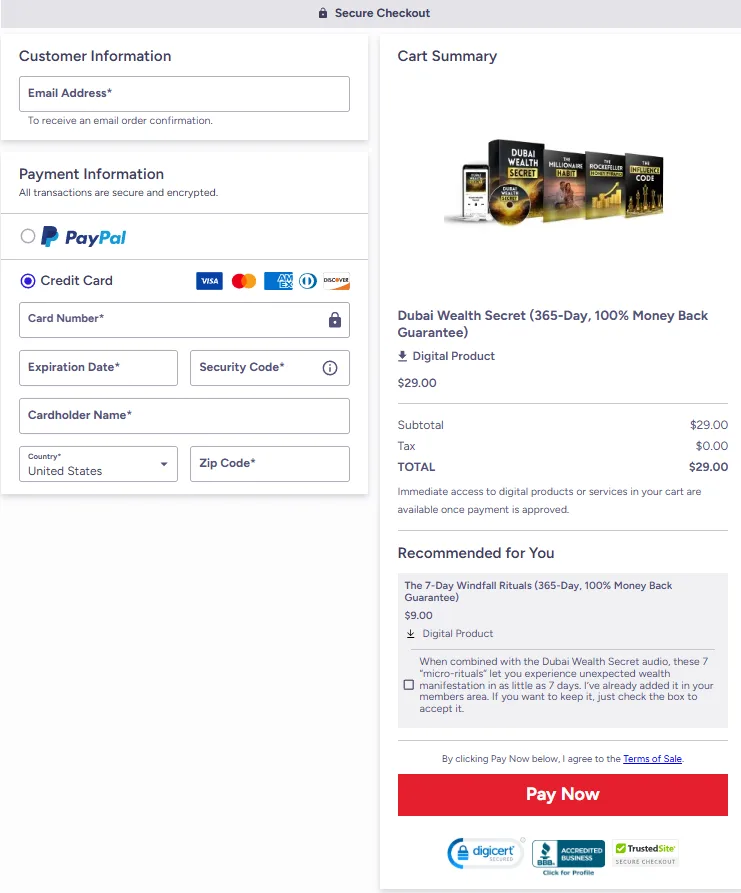 dubai wealth secret order form